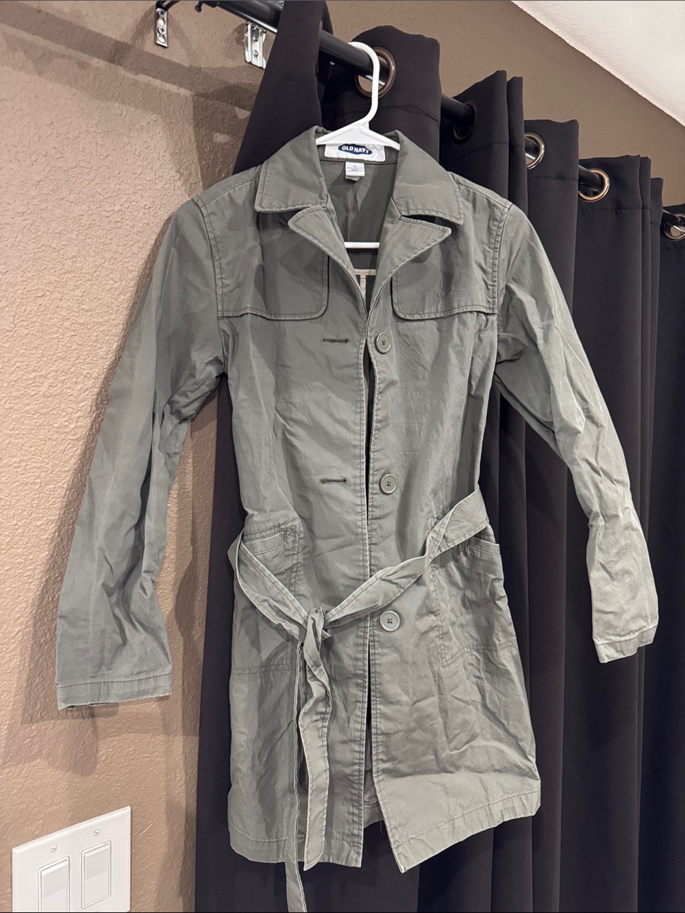 Old Navy Olive Utility Trench Coat with Waist Tie